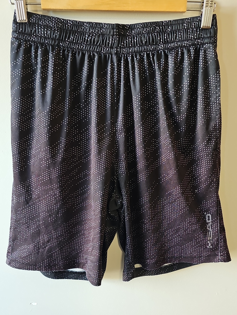 Head Medium Black Athletic Shorts with White Dot Print